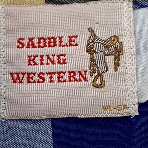 Saddle King Shirt Men Medium Western Short Sleeve Pearl Snaps Plaid - Picture 5 of 6